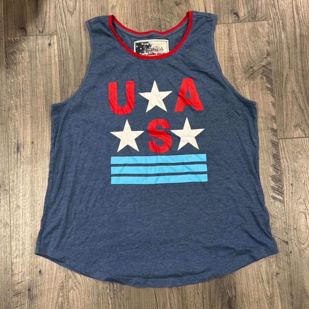 Natural Reflections USA Stars Stripes Tank Top Women's‎ Size L G Blue Red